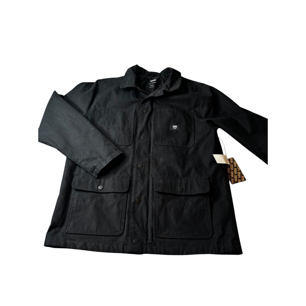 Vans Drill Chore Coat Men Size M Black Ripstop Jacket Invisible Hood VN0A3WFZBLK - Picture 11 of 14